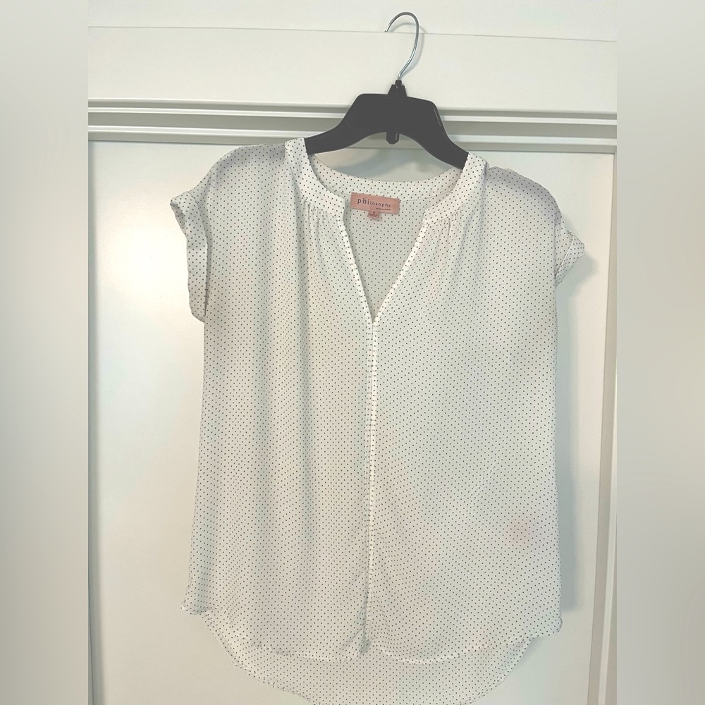 Philosophy White Polka Dot Blouse